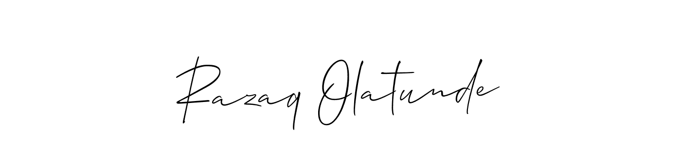 Make a beautiful signature design for name Razaq Olatunde. With this signature (Allison_Script) style, you can create a handwritten signature for free. Razaq Olatunde signature style 2 images and pictures png