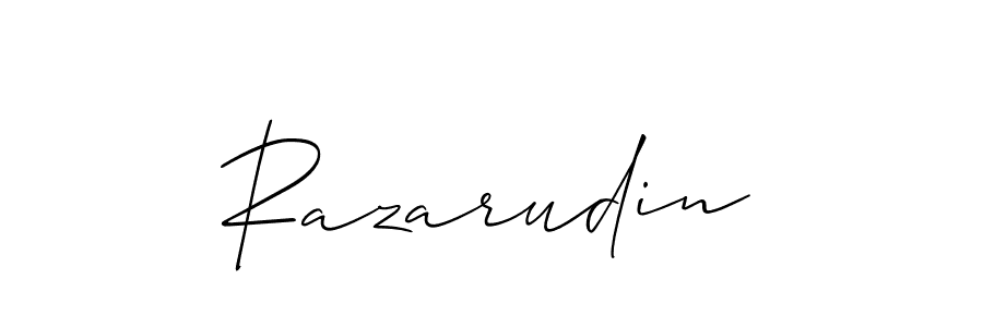 Design your own signature with our free online signature maker. With this signature software, you can create a handwritten (Allison_Script) signature for name Razarudin. Razarudin signature style 2 images and pictures png