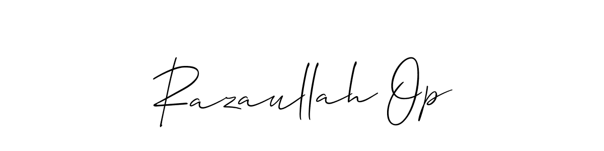 Also You can easily find your signature by using the search form. We will create Razaullah Op name handwritten signature images for you free of cost using Allison_Script sign style. Razaullah Op signature style 2 images and pictures png