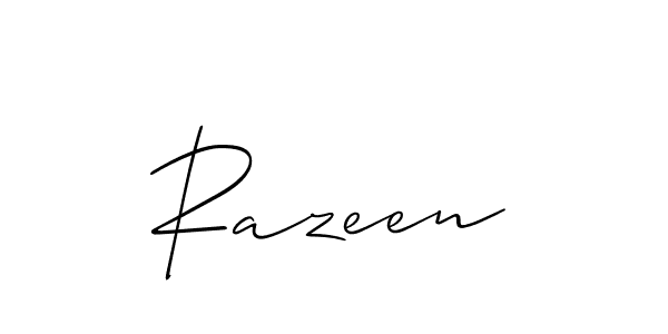 Allison_Script is a professional signature style that is perfect for those who want to add a touch of class to their signature. It is also a great choice for those who want to make their signature more unique. Get Razeen name to fancy signature for free. Razeen signature style 2 images and pictures png