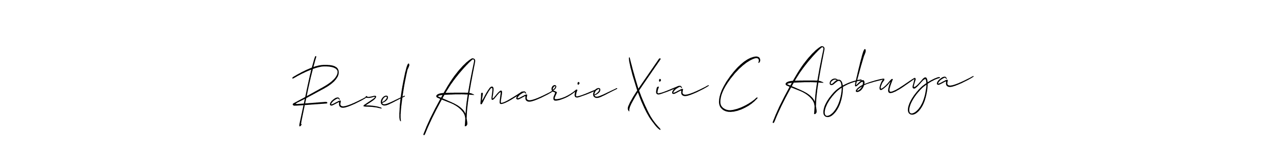 It looks lik you need a new signature style for name Razel Amarie Xia C Agbuya. Design unique handwritten (Allison_Script) signature with our free signature maker in just a few clicks. Razel Amarie Xia C Agbuya signature style 2 images and pictures png
