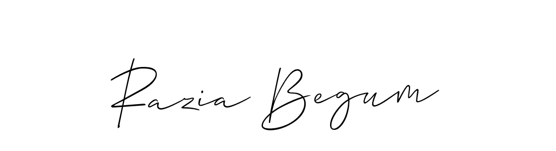 The best way (Allison_Script) to make a short signature is to pick only two or three words in your name. The name Razia Begum include a total of six letters. For converting this name. Razia Begum signature style 2 images and pictures png