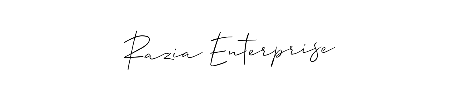 Make a beautiful signature design for name Razia Enterprise. With this signature (Allison_Script) style, you can create a handwritten signature for free. Razia Enterprise signature style 2 images and pictures png