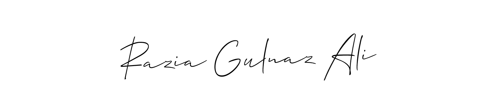 Make a beautiful signature design for name Razia Gulnaz Ali. With this signature (Allison_Script) style, you can create a handwritten signature for free. Razia Gulnaz Ali signature style 2 images and pictures png