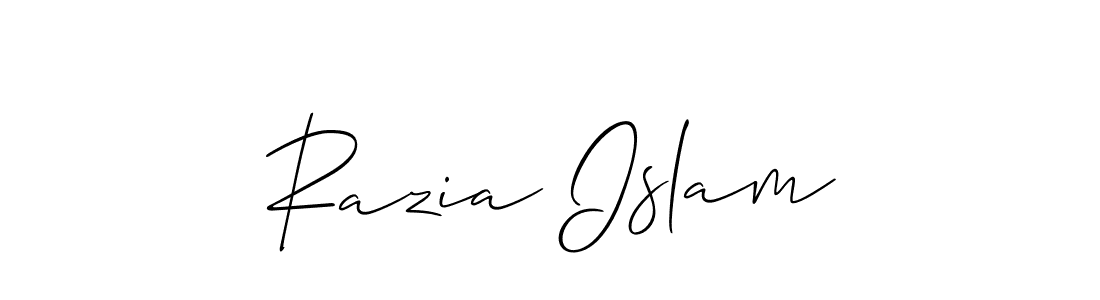 Design your own signature with our free online signature maker. With this signature software, you can create a handwritten (Allison_Script) signature for name Razia Islam. Razia Islam signature style 2 images and pictures png
