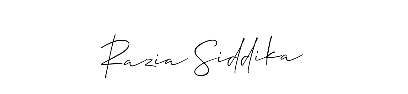 Design your own signature with our free online signature maker. With this signature software, you can create a handwritten (Allison_Script) signature for name Razia Siddika. Razia Siddika signature style 2 images and pictures png