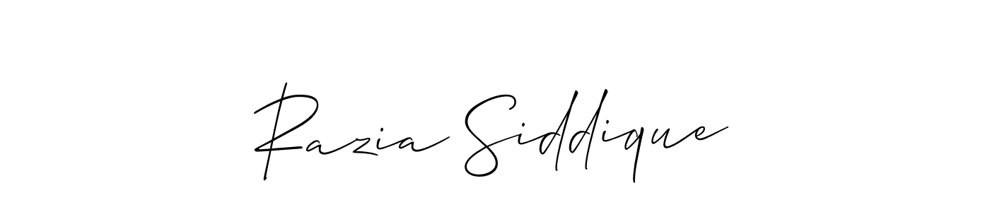 It looks lik you need a new signature style for name Razia Siddique. Design unique handwritten (Allison_Script) signature with our free signature maker in just a few clicks. Razia Siddique signature style 2 images and pictures png