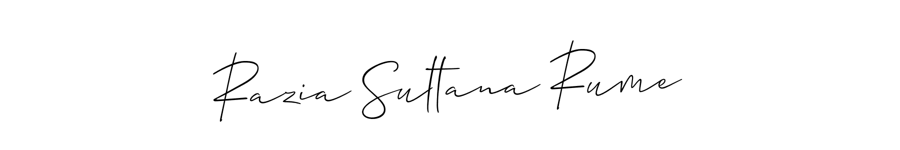 It looks lik you need a new signature style for name Razia Sultana Rume. Design unique handwritten (Allison_Script) signature with our free signature maker in just a few clicks. Razia Sultana Rume signature style 2 images and pictures png