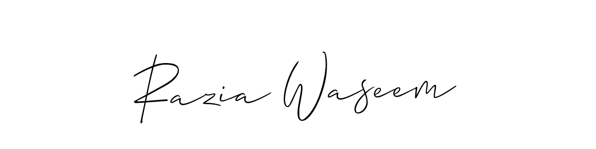 Make a beautiful signature design for name Razia Waseem. With this signature (Allison_Script) style, you can create a handwritten signature for free. Razia Waseem signature style 2 images and pictures png