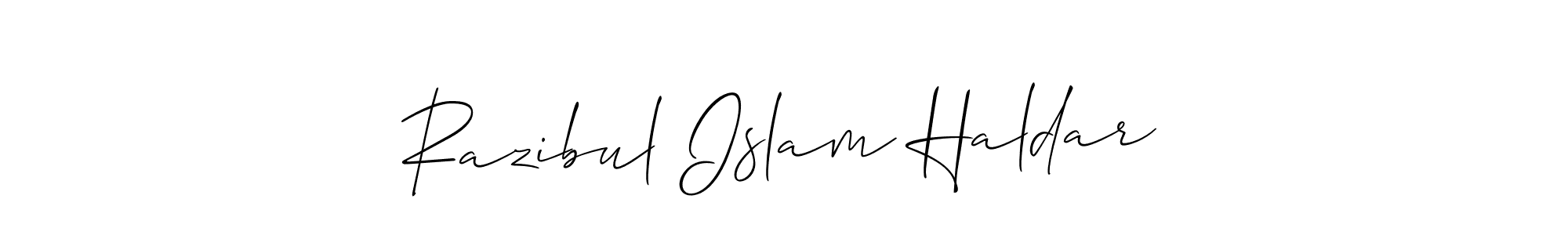 Use a signature maker to create a handwritten signature online. With this signature software, you can design (Allison_Script) your own signature for name Razibul Islam Haldar. Razibul Islam Haldar signature style 2 images and pictures png