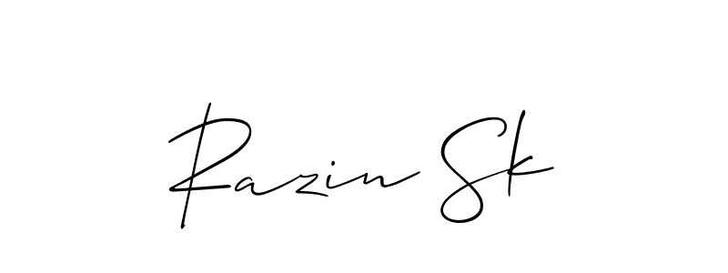 Make a beautiful signature design for name Razin Sk. With this signature (Allison_Script) style, you can create a handwritten signature for free. Razin Sk signature style 2 images and pictures png