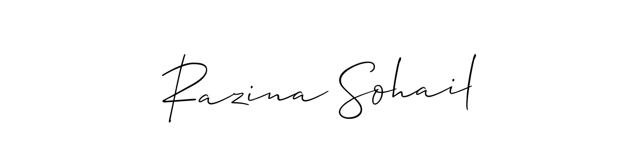 How to make Razina Sohail signature? Allison_Script is a professional autograph style. Create handwritten signature for Razina Sohail name. Razina Sohail signature style 2 images and pictures png