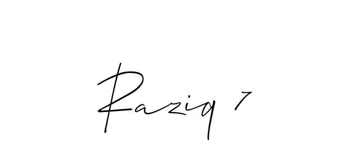 Also You can easily find your signature by using the search form. We will create Raziq 7 name handwritten signature images for you free of cost using Allison_Script sign style. Raziq 7 signature style 2 images and pictures png