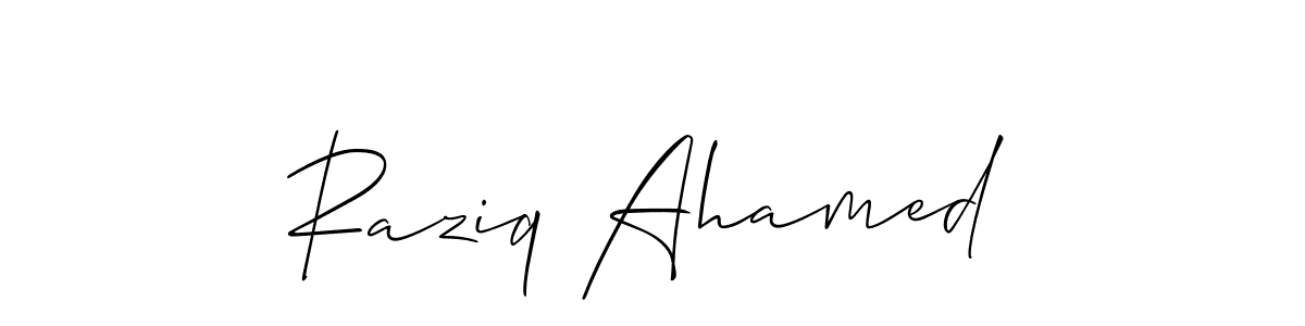 How to make Raziq Ahamed signature? Allison_Script is a professional autograph style. Create handwritten signature for Raziq Ahamed name. Raziq Ahamed signature style 2 images and pictures png