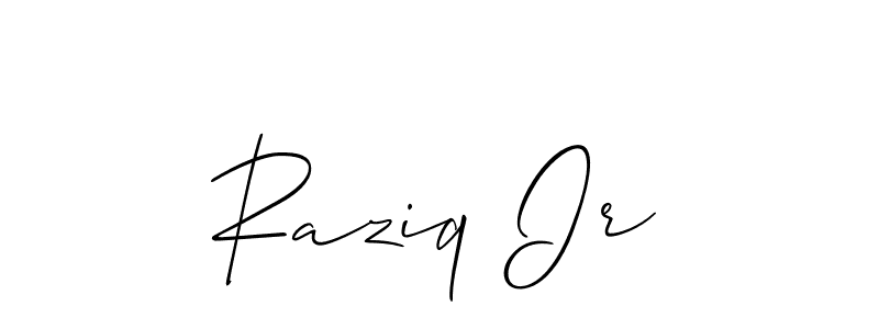 Raziq Ir stylish signature style. Best Handwritten Sign (Allison_Script) for my name. Handwritten Signature Collection Ideas for my name Raziq Ir. Raziq Ir signature style 2 images and pictures png