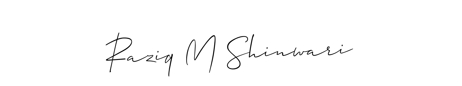 Create a beautiful signature design for name Raziq M Shinwari. With this signature (Allison_Script) fonts, you can make a handwritten signature for free. Raziq M Shinwari signature style 2 images and pictures png