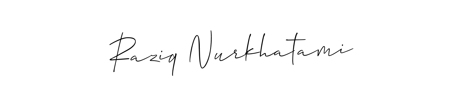 Design your own signature with our free online signature maker. With this signature software, you can create a handwritten (Allison_Script) signature for name Raziq Nurkhatami. Raziq Nurkhatami signature style 2 images and pictures png