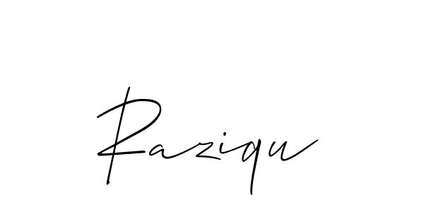 if you are searching for the best signature style for your name Raziqu. so please give up your signature search. here we have designed multiple signature styles  using Allison_Script. Raziqu signature style 2 images and pictures png