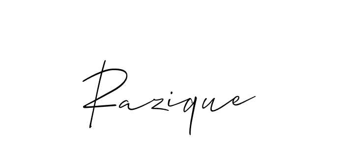 Use a signature maker to create a handwritten signature online. With this signature software, you can design (Allison_Script) your own signature for name Razique. Razique signature style 2 images and pictures png