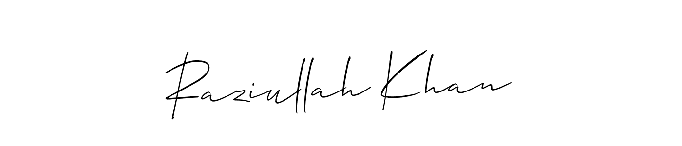 How to make Raziullah Khan name signature. Use Allison_Script style for creating short signs online. This is the latest handwritten sign. Raziullah Khan signature style 2 images and pictures png