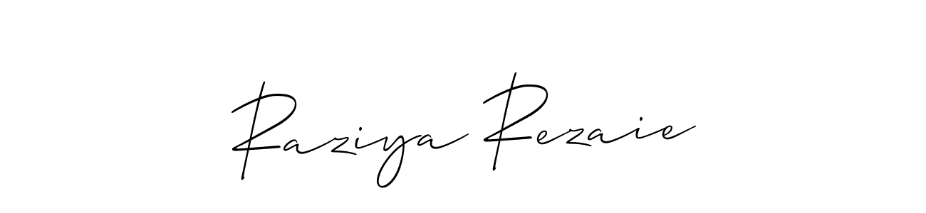 if you are searching for the best signature style for your name Raziya Rezaie. so please give up your signature search. here we have designed multiple signature styles  using Allison_Script. Raziya Rezaie signature style 2 images and pictures png