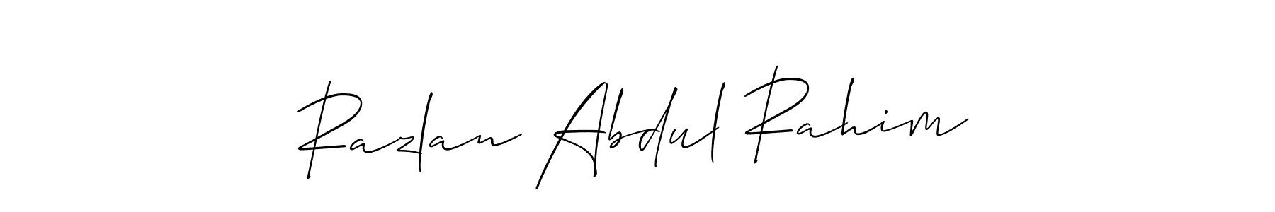 How to make Razlan Abdul Rahim signature? Allison_Script is a professional autograph style. Create handwritten signature for Razlan Abdul Rahim name. Razlan Abdul Rahim signature style 2 images and pictures png