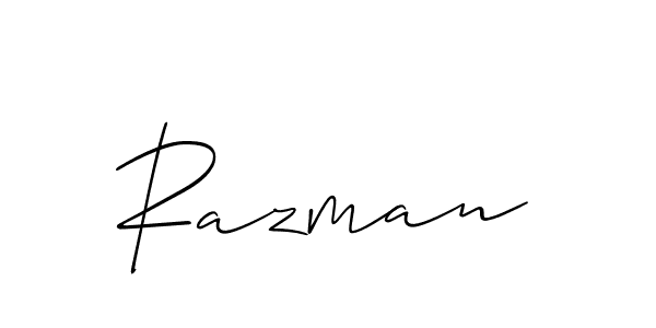 Make a beautiful signature design for name Razman. With this signature (Allison_Script) style, you can create a handwritten signature for free. Razman signature style 2 images and pictures png