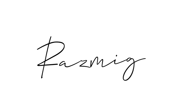 The best way (Allison_Script) to make a short signature is to pick only two or three words in your name. The name Razmig include a total of six letters. For converting this name. Razmig signature style 2 images and pictures png