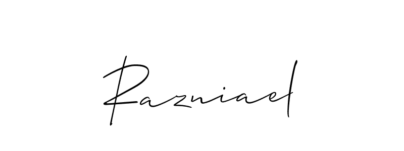 Once you've used our free online signature maker to create your best signature Allison_Script style, it's time to enjoy all of the benefits that Razniael name signing documents. Razniael signature style 2 images and pictures png