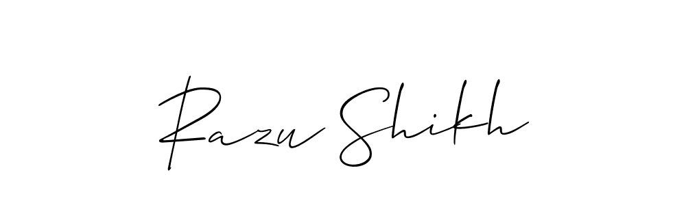 Use a signature maker to create a handwritten signature online. With this signature software, you can design (Allison_Script) your own signature for name Razu Shikh. Razu Shikh signature style 2 images and pictures png