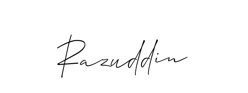 Design your own signature with our free online signature maker. With this signature software, you can create a handwritten (Allison_Script) signature for name Razuddin. Razuddin signature style 2 images and pictures png