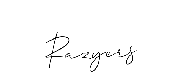 You should practise on your own different ways (Allison_Script) to write your name (Razyers) in signature. don't let someone else do it for you. Razyers signature style 2 images and pictures png