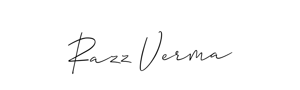 Allison_Script is a professional signature style that is perfect for those who want to add a touch of class to their signature. It is also a great choice for those who want to make their signature more unique. Get Razz Verma name to fancy signature for free. Razz Verma signature style 2 images and pictures png