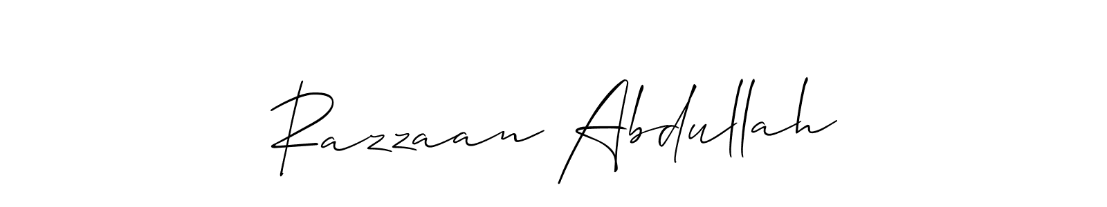 Design your own signature with our free online signature maker. With this signature software, you can create a handwritten (Allison_Script) signature for name Razzaan Abdullah. Razzaan Abdullah signature style 2 images and pictures png