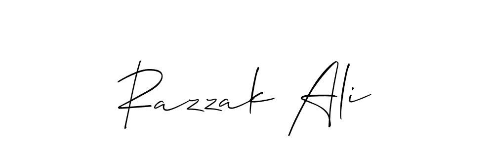 The best way (Allison_Script) to make a short signature is to pick only two or three words in your name. The name Razzak Ali include a total of six letters. For converting this name. Razzak Ali signature style 2 images and pictures png