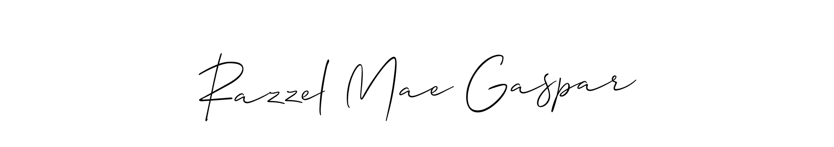 It looks lik you need a new signature style for name Razzel Mae Gaspar. Design unique handwritten (Allison_Script) signature with our free signature maker in just a few clicks. Razzel Mae Gaspar signature style 2 images and pictures png