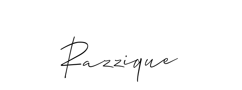 Create a beautiful signature design for name Razzique. With this signature (Allison_Script) fonts, you can make a handwritten signature for free. Razzique signature style 2 images and pictures png