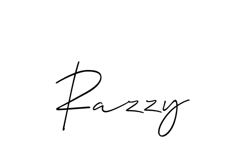 Allison_Script is a professional signature style that is perfect for those who want to add a touch of class to their signature. It is also a great choice for those who want to make their signature more unique. Get Razzy name to fancy signature for free. Razzy signature style 2 images and pictures png
