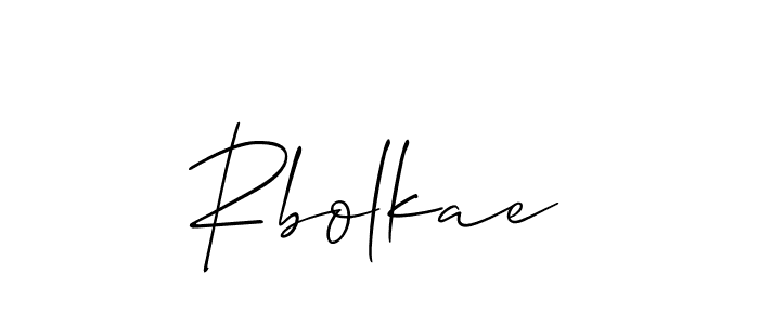 Use a signature maker to create a handwritten signature online. With this signature software, you can design (Allison_Script) your own signature for name Rbolkae. Rbolkae signature style 2 images and pictures png