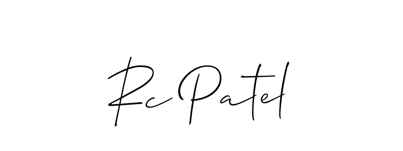 Create a beautiful signature design for name Rc Patel. With this signature (Allison_Script) fonts, you can make a handwritten signature for free. Rc Patel signature style 2 images and pictures png