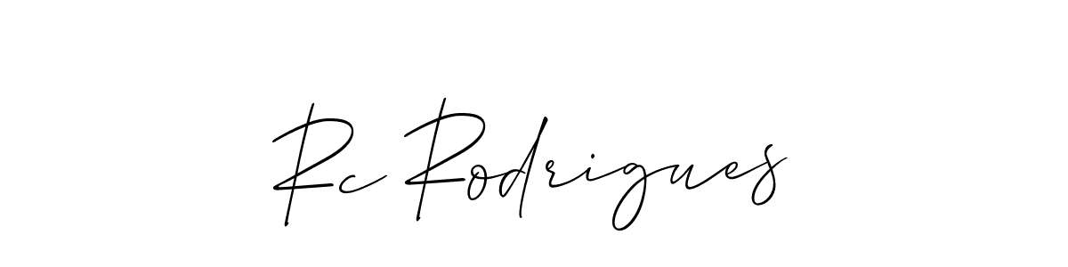 Similarly Allison_Script is the best handwritten signature design. Signature creator online .You can use it as an online autograph creator for name Rc Rodrigues. Rc Rodrigues signature style 2 images and pictures png