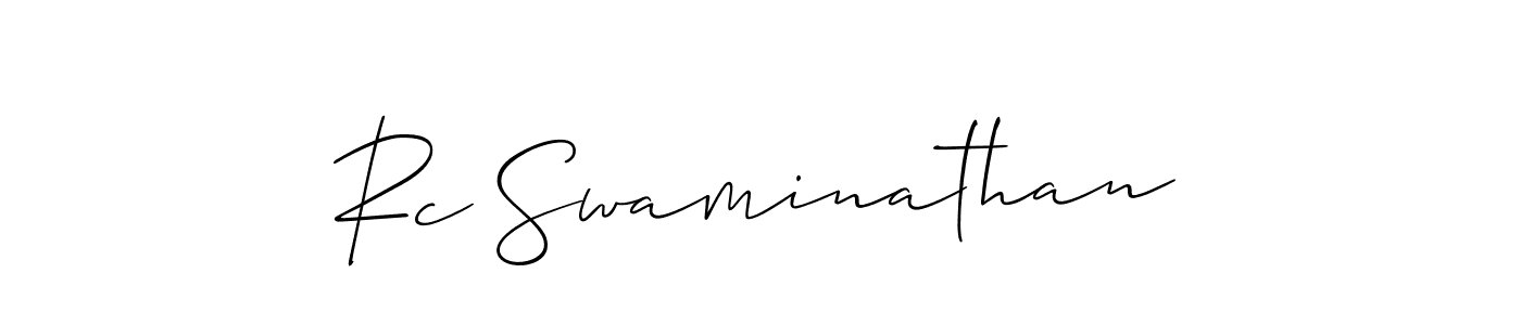 Create a beautiful signature design for name Rc Swaminathan. With this signature (Allison_Script) fonts, you can make a handwritten signature for free. Rc Swaminathan signature style 2 images and pictures png