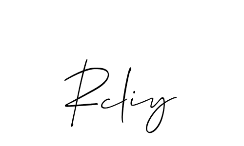 Use a signature maker to create a handwritten signature online. With this signature software, you can design (Allison_Script) your own signature for name Rcliy. Rcliy signature style 2 images and pictures png