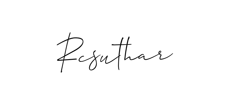 How to make Rcsuthar signature? Allison_Script is a professional autograph style. Create handwritten signature for Rcsuthar name. Rcsuthar signature style 2 images and pictures png