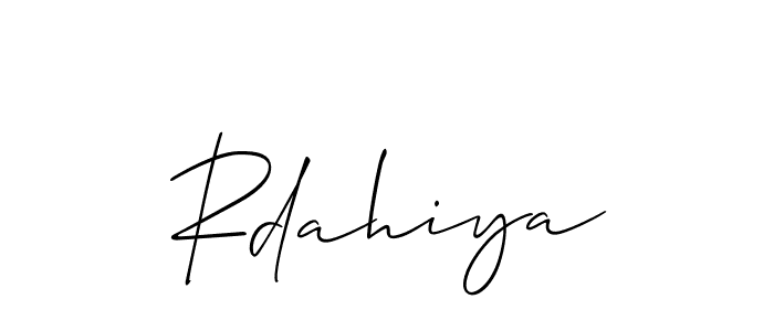 Design your own signature with our free online signature maker. With this signature software, you can create a handwritten (Allison_Script) signature for name Rdahiya. Rdahiya signature style 2 images and pictures png