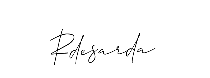 How to make Rdesarda name signature. Use Allison_Script style for creating short signs online. This is the latest handwritten sign. Rdesarda signature style 2 images and pictures png