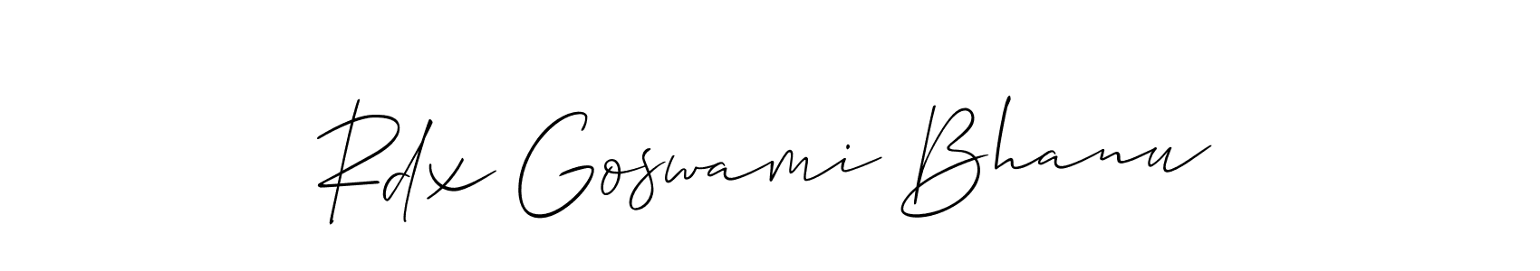 Make a beautiful signature design for name Rdx Goswami Bhanu. With this signature (Allison_Script) style, you can create a handwritten signature for free. Rdx Goswami Bhanu signature style 2 images and pictures png