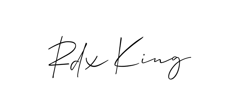 The best way (Allison_Script) to make a short signature is to pick only two or three words in your name. The name Rdx King include a total of six letters. For converting this name. Rdx King signature style 2 images and pictures png