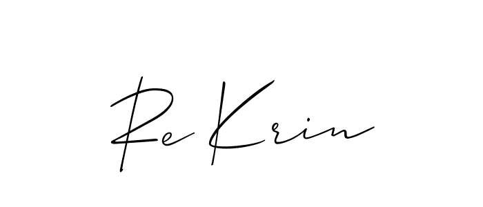 How to make Re Krin name signature. Use Allison_Script style for creating short signs online. This is the latest handwritten sign. Re Krin signature style 2 images and pictures png