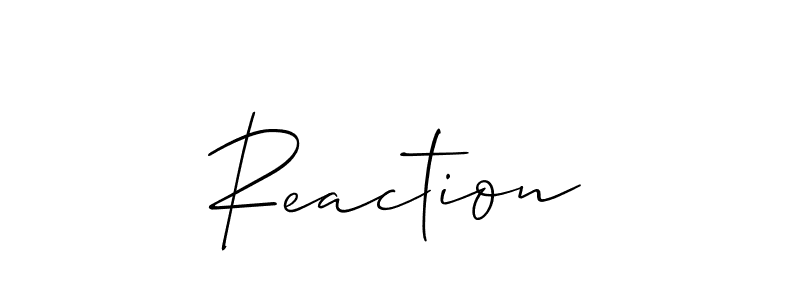 Use a signature maker to create a handwritten signature online. With this signature software, you can design (Allison_Script) your own signature for name Reaction. Reaction signature style 2 images and pictures png